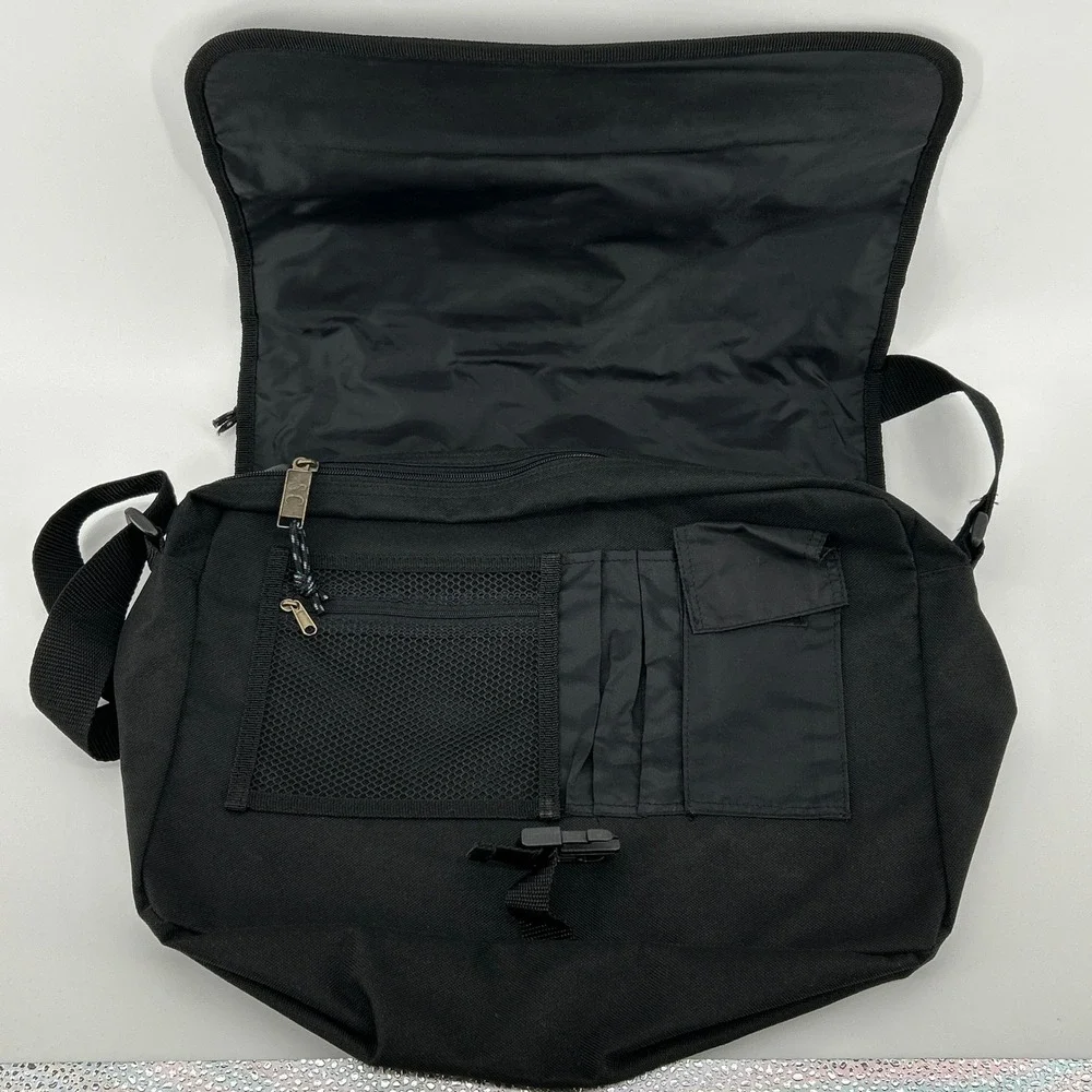 Sierra Club Black Canvas Messenger Bag Adjustable Strap Organizer Travel Work